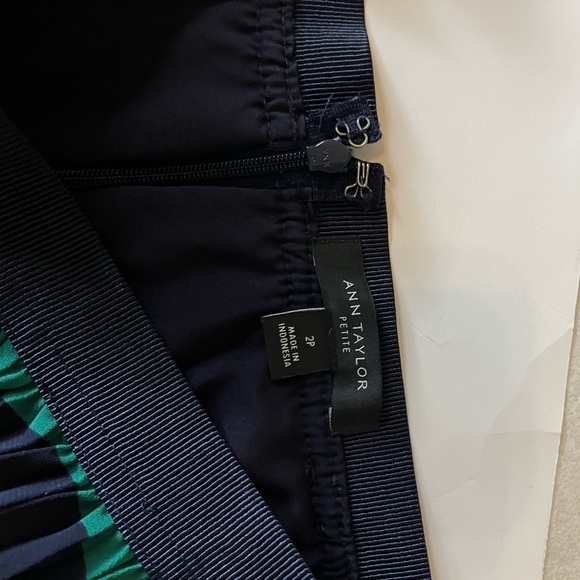 Ann Taylor Size 2P - Pleated Skirt Green/Navy - GUC - Picture 3 of 3